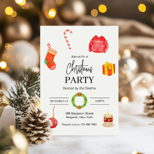Cartes Pour Fêtes Annuelles Couronne de Noël chaussette bonbon boule fête de N