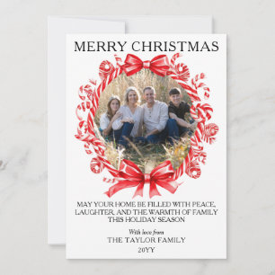 Cartes Pour Fêtes Annuelles Couronne de Noël classique en canne à bonbon pour