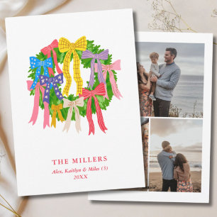 Cartes Pour Fêtes Annuelles Couronne de Noël colorée Amusants rubans 3 Photo F