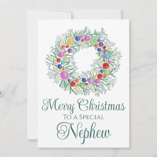 Cartes Pour Fêtes Annuelles Couronne de Noël colorée Nephew