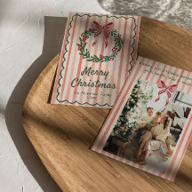 Couronne de Noël dessinée rétro rose rouge vert 