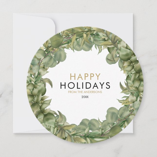 Cartes Pour Fêtes Annuelles Couronne de Noël Élégant Photo moderne chic (Devant)