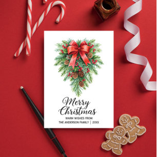 Cartes Pour Fêtes Annuelles Couronne de Noël Élégante Fêtes de fin d'année