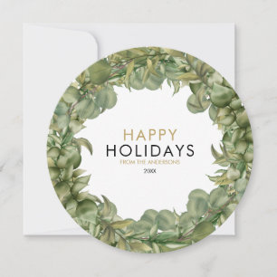 Cartes Pour Fêtes Annuelles Couronne de Noël Élégante Moderne Chic Photo