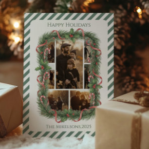 Cartes Pour Fêtes Annuelles Couronne de Noël en canne à sucre familiale Photo