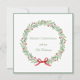 Cartes Pour Fêtes Annuelles Couronne de Noël en écriture élégante Joyeux Noël