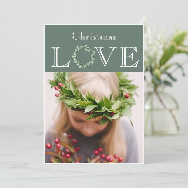 Cartes Pour Fêtes Annuelles Couronne de Noël en eucalyptus Love (Debout devant)