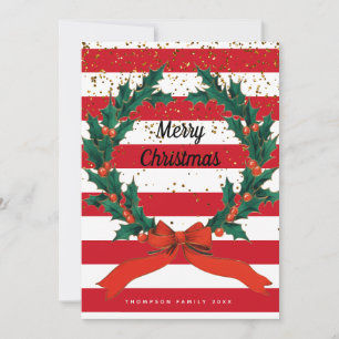 Cartes Pour Fêtes Annuelles Couronne de Noël festive avec des baies de houx