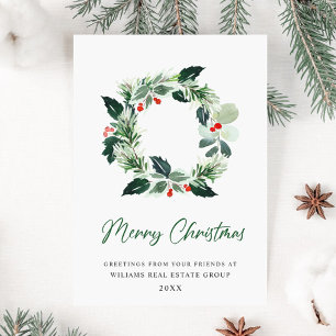 Cartes Pour Fêtes Annuelles Couronne de Noël festive baie de houx forêt de pin