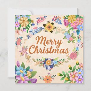 Cartes Pour Fêtes Annuelles Couronne de Noël fleurie Joyeux Noël
