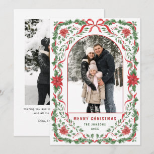 Cartes Pour Fêtes Annuelles Couronne de Noël funky fantaisiste à ruban rouge 2