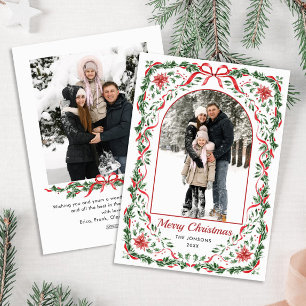Cartes Pour Fêtes Annuelles Couronne de Noël funky fantaisiste avec ruban roug