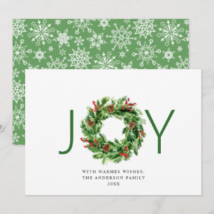Cartes Pour Fêtes Annuelles Couronne de Noël JOY à cônes de pin et baies de ho