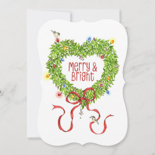 Cartes Pour Fêtes Annuelles Couronne de Noël Joyeuse et Lumineuse