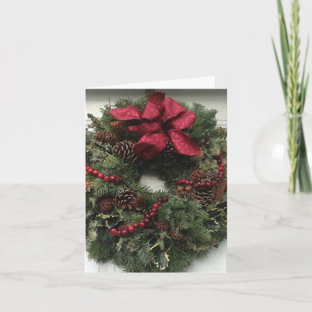 Cartes Pour Fêtes Annuelles Couronne de Noël Joyeux Noël (Devant)