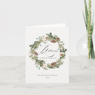 Cartes Pour Fêtes Annuelles Couronne de Noël la plus joyeuse en coton et pin r