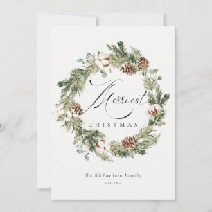 Cartes Pour Fêtes Annuelles Couronne de Noël la plus joyeuse en coton et pin r