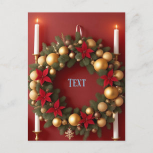 Cartes Pour Fêtes Annuelles Couronne de Noël 🎄✨ Lumière de bougie Élégantes F