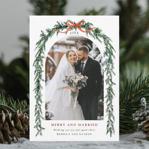Cartes Pour Fêtes Annuelles Couronne de Noël "Merry & Married" pour photo de j