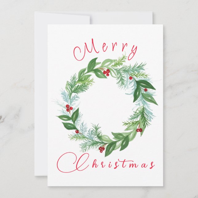 Cartes Pour Fêtes Annuelles Couronne de Noël personnalisée aquarelle (Devant)