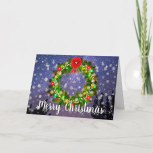 Cartes Pour Fêtes Annuelles Couronne de Noël personnalisée pour une nuit ennei