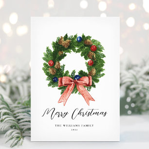 Cartes Pour Fêtes Annuelles Couronne de Noël rétro vintage non-photo