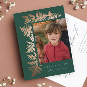 Cartes Pour Fêtes Annuelles Couronne de Noël Rose Gold Élégante Photo 