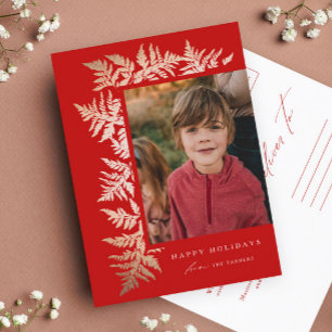 Cartes Pour Fêtes Annuelles Couronne de Noël Rose Gold Élégante Photo 