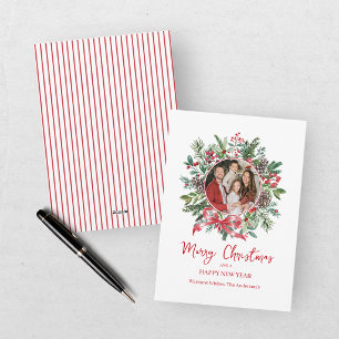 Cartes Pour Fêtes Annuelles Couronne de Noël Rouge Photo