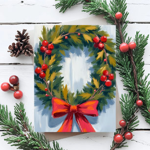 Cartes Pour Fêtes Annuelles Couronne de Noël Ruban Rouge
