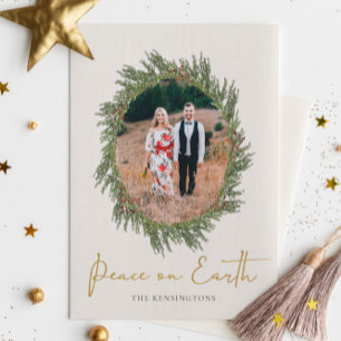 Cartes Pour Fêtes Annuelles Couronne de Noël rustique élégante Photo de vacanc
