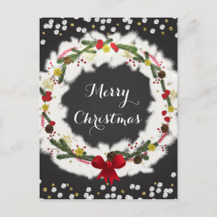 Cartes Pour Fêtes Annuelles Couronne de Noël rustique en pin blanc moderne pou