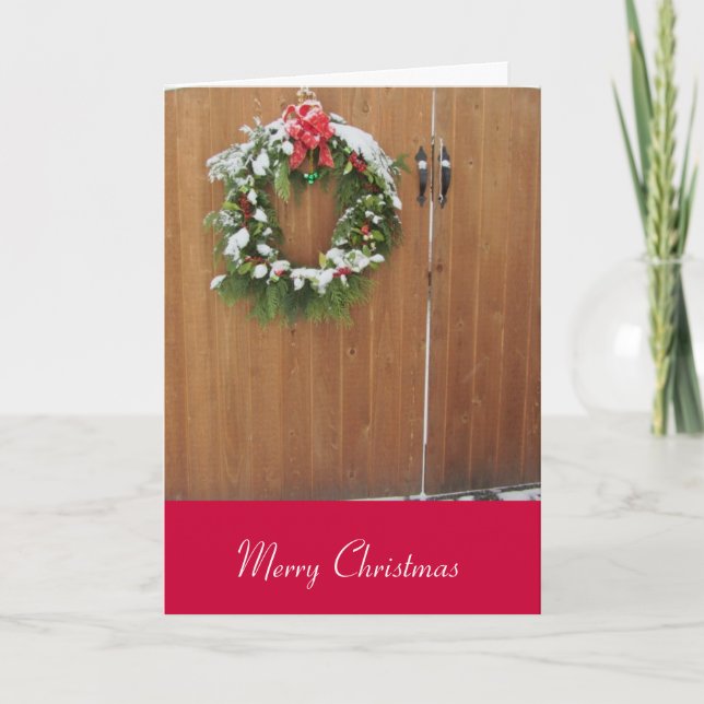 Cartes Pour Fêtes Annuelles Couronne de Noël saupoudrée de neige (Devant)