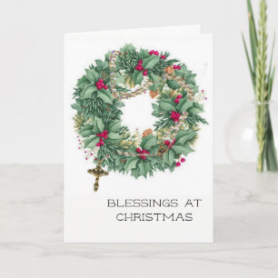 Cartes Pour Fêtes Annuelles Couronne de Noël vintage avec rosaire