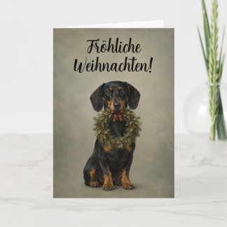 Cartes Pour Fêtes Annuelles Couronne de Noël vintage de teckel allemand