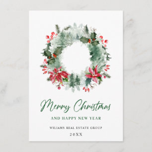 Cartes Pour Fêtes Annuelles Couronne de paysage baie de houx pin forêt Noël