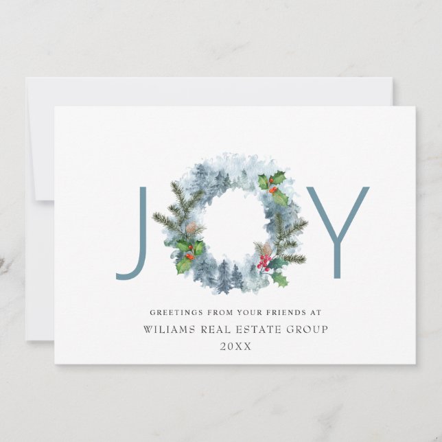 Cartes Pour Fêtes Annuelles Couronne de paysage de joie Noël Forêt Vœux (Devant)