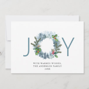 Cartes Pour Fêtes Annuelles Couronne de paysage JOY Noël Forêt Félicitations