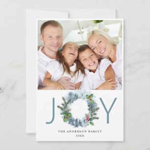 Cartes Pour Fêtes Annuelles Couronne de paysage Noël Houx Baies Message de vœu