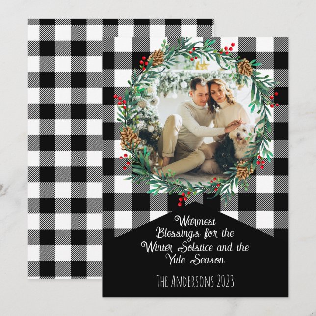 Cartes Pour Fêtes Annuelles Couronne de photo à carreaux Black Buffalo pour Yu (Devant / Derrière)