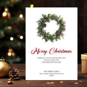 Cartes Pour Fêtes Annuelles Couronne de pin festive Noël numérique