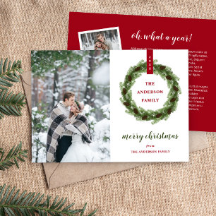 Cartes Pour Fêtes Annuelles Couronne de pin Joyeux Noël Photo