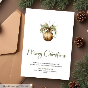 Cartes Pour Fêtes Annuelles Couronne de pin rustique en écriture script pour s