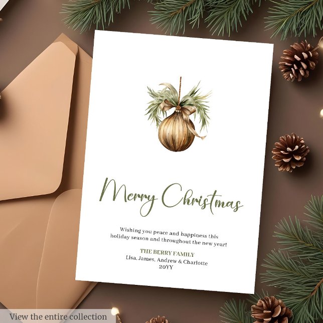 Cartes Pour Fêtes Annuelles Couronne de pin rustique en écriture script pour s (Rustic Pine Wreath Script Font Christmas Greeting Card

)