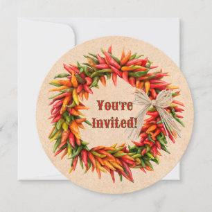 Cartes Pour Fêtes Annuelles Couronne de Ristra du Sud-Ouest du Chili Invitatio