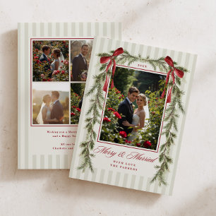 Cartes Pour Fêtes Annuelles Couronne de ruban rouge Evergreen pour photo de ma