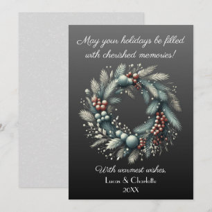Cartes Pour Fêtes Annuelles Couronne de style nordique moderne, sur fond gris
