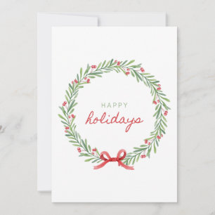 Cartes Pour Fêtes Annuelles Couronne de vacances à l'aquarelle – Joyeuses Fête