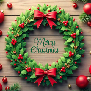 Cartes Pour Fêtes Annuelles Couronne de vacances joyeux Noël 