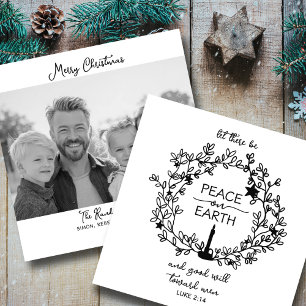 Cartes Pour Fêtes Annuelles Couronne dessinée à la main Paix sur Terre Photo N
